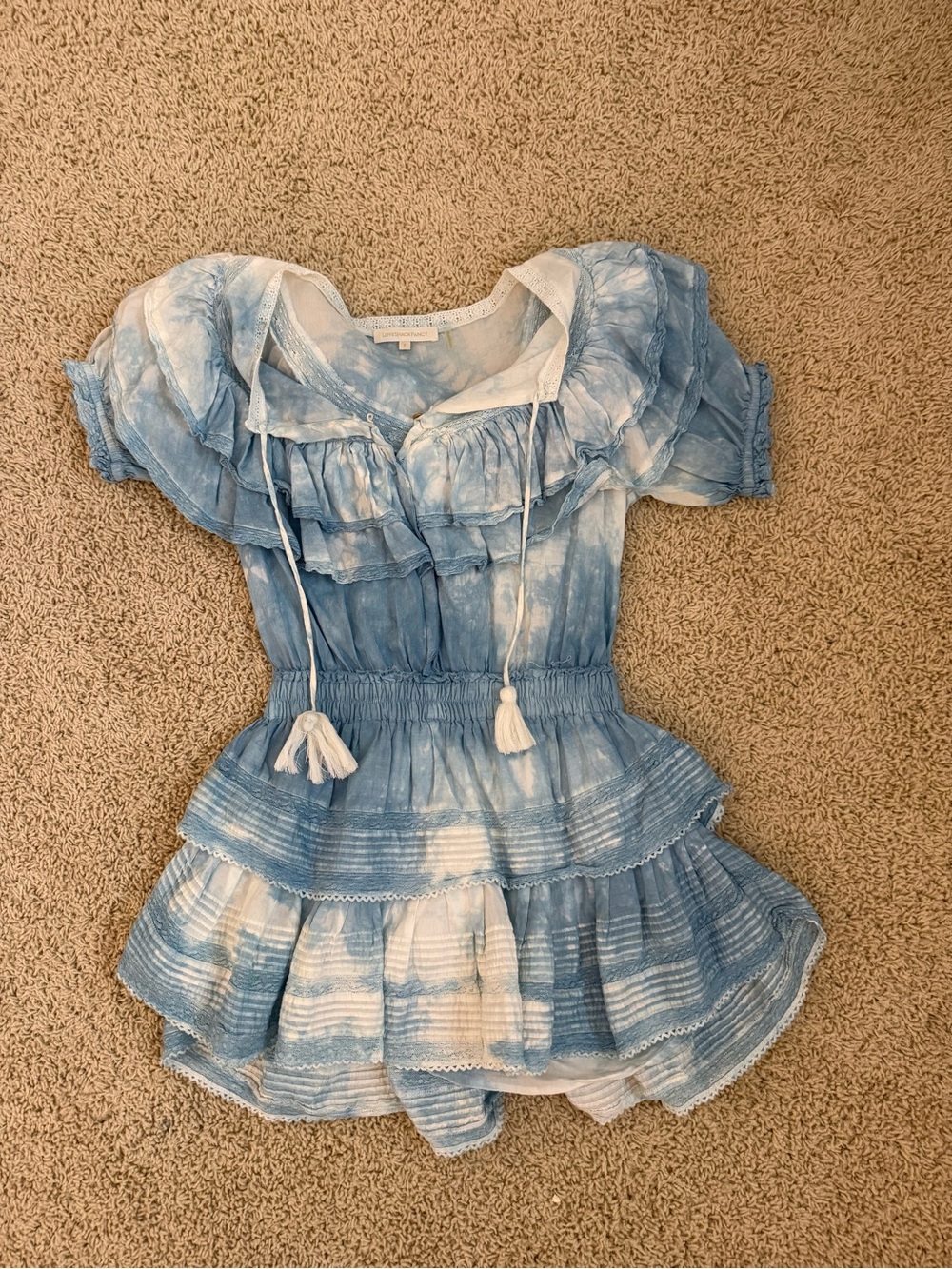 LoveShackFancy Blue and White Dress